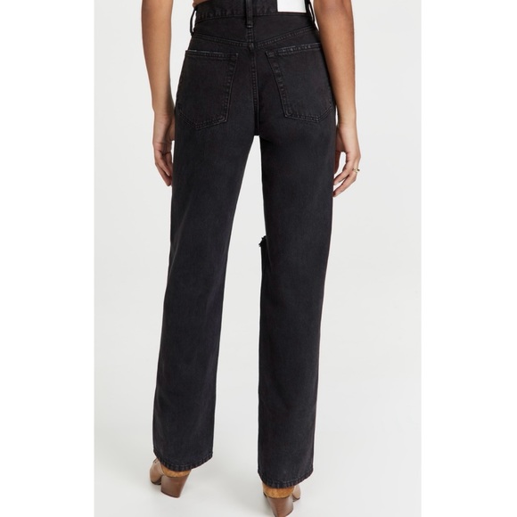 Re/Done High Rise Loose Washed Black with Rips - Picture 3 of 10